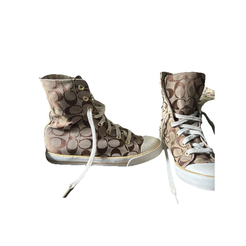Coach Women’s Size 7B Bonney high Top Converse Style Sneakers - Picture 3 of 13